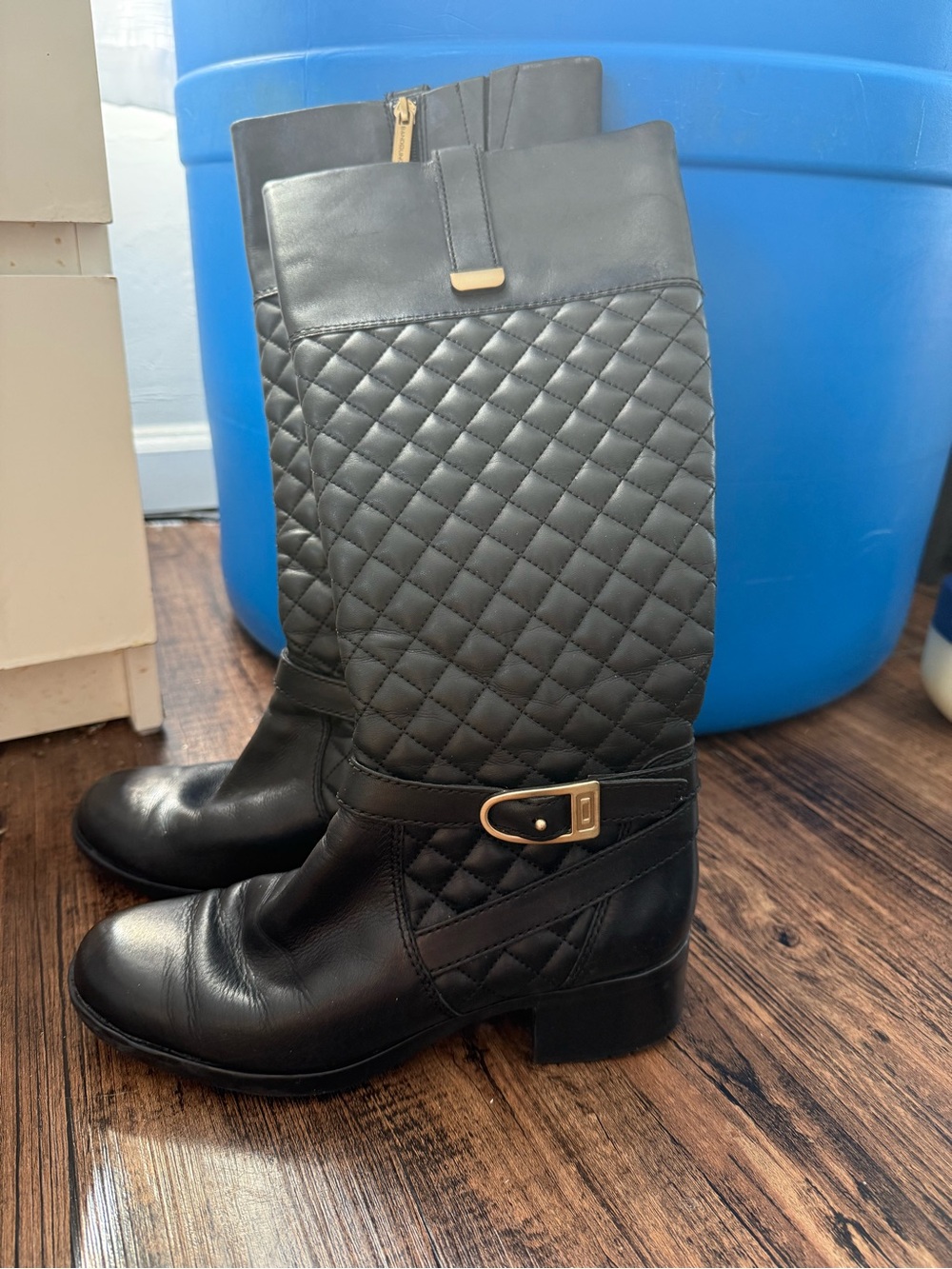 Women’s Quilted Mid-Calf Riding Boots - Black